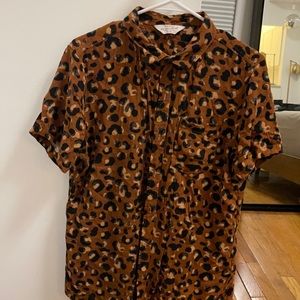 Animal print button up